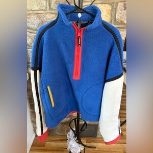 (NWOT)FP Movement Free People Colorblock Fleece Pullover XL Half Zip Blue